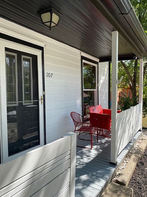 Comfy and inviting front porch. Have your morning coffee on the glider and watch the sunrise light up the mountains from the top down
