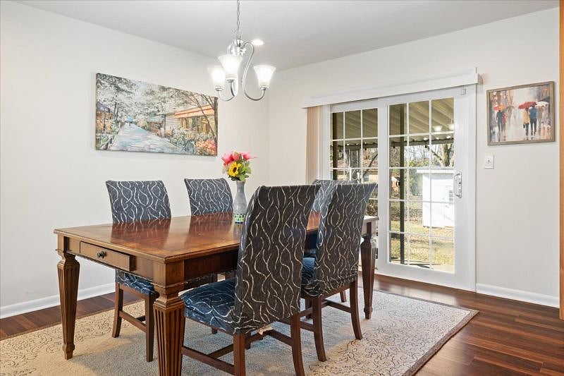 Dining room with patio access sliding door
