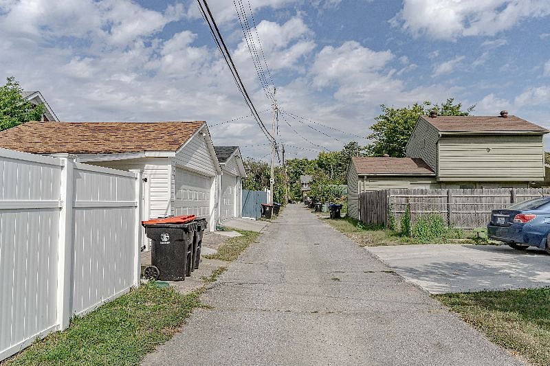 Alley where you enter the 2 car garage with keyless remote entry from your vehicle.