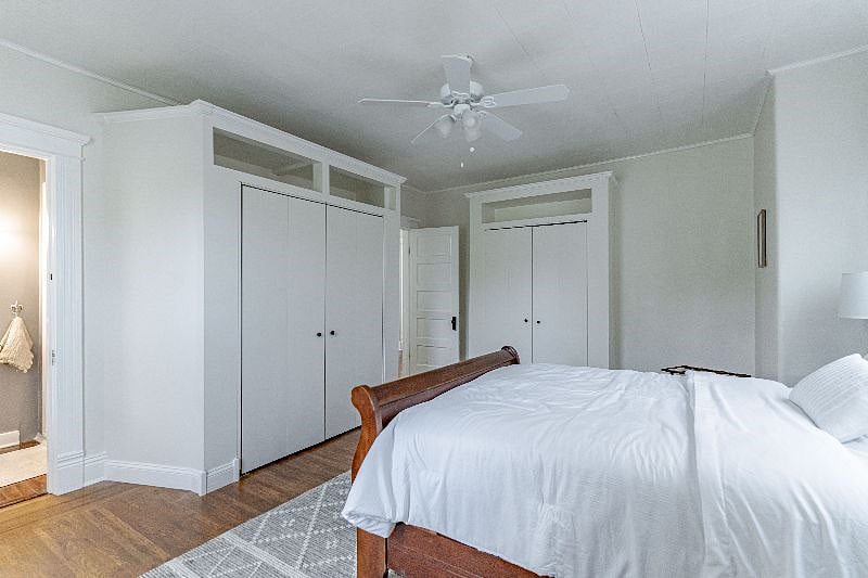 Two large closets in primary bedroom.