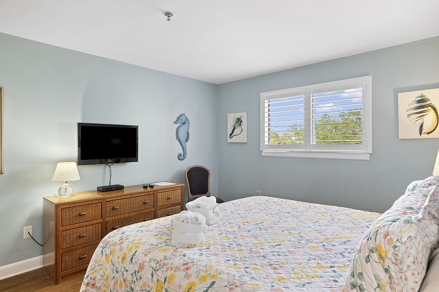 Primary Bedroom with King Bed and Privacy Shutters