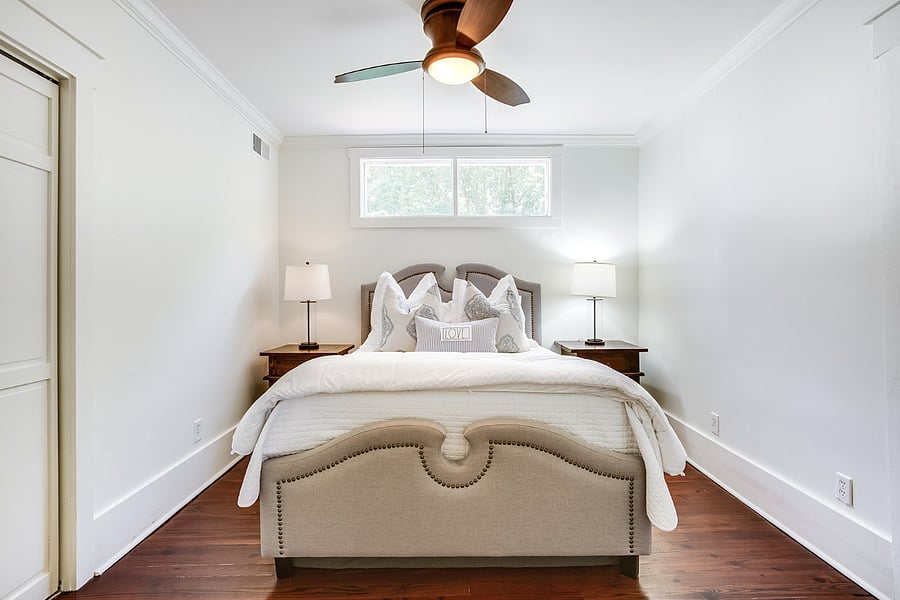 Front bedroom with small, attached bath