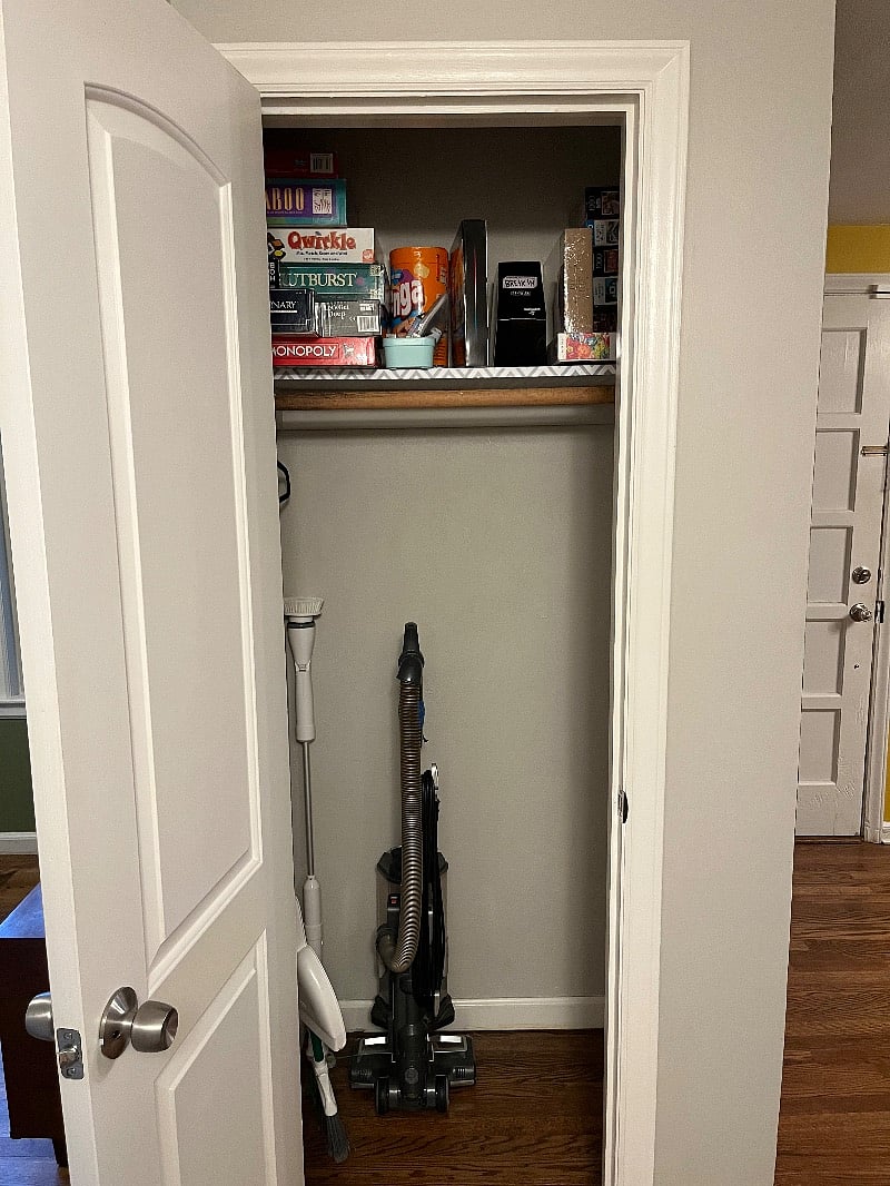 Hallway closet for storage and games!