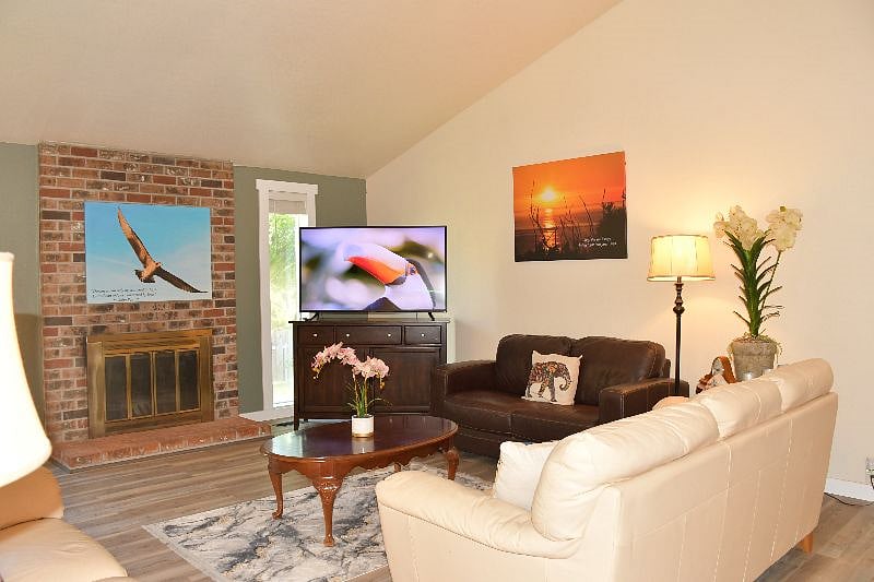 Living room with a large smart TV
