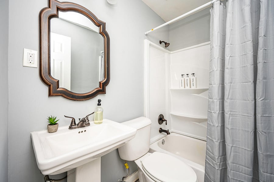 Shared bathroom with one other person