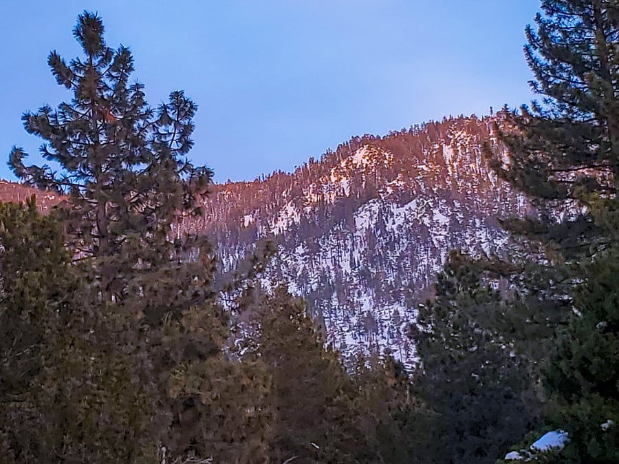 Heavenly Mountain can be seen to the east from the front deck