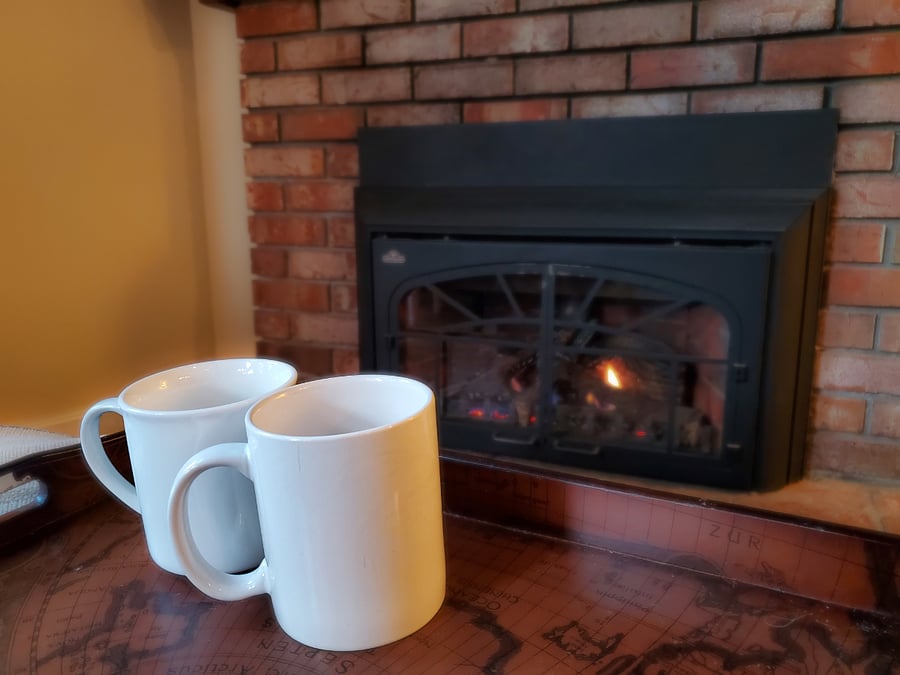 Cozy gas fireplace