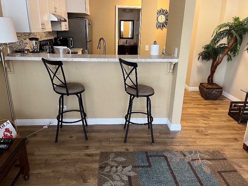 Barstools by kitchen