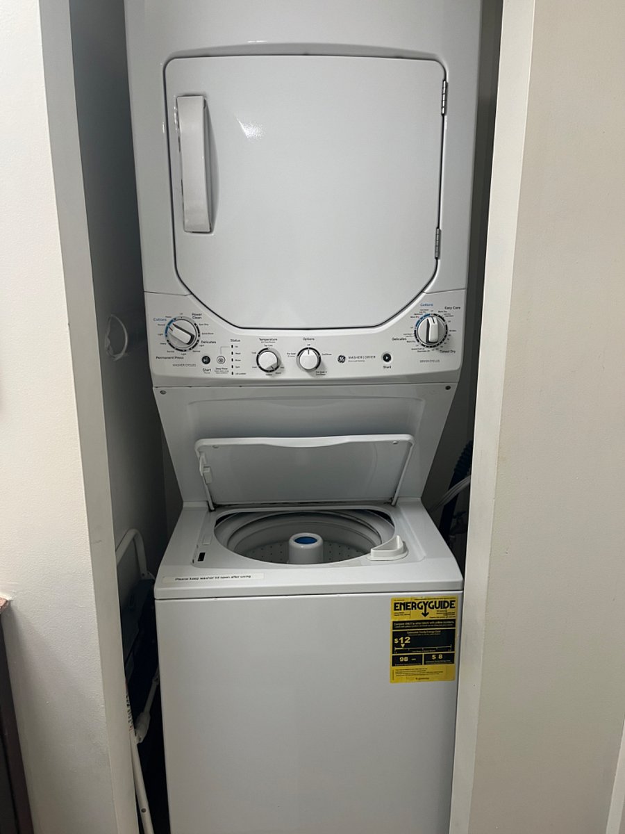 Stackable washer/dryer in unit