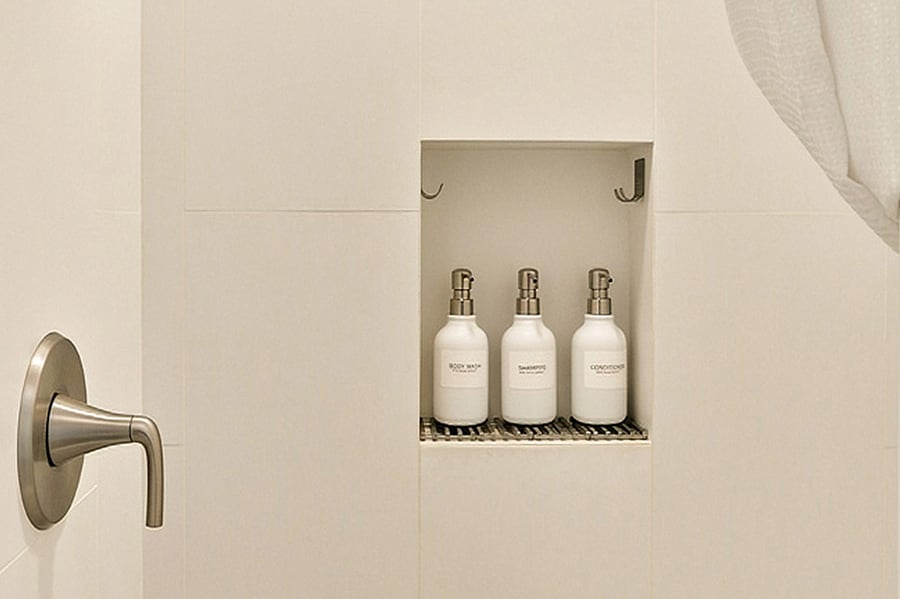 Shampoo, conditioner and body wash are complimentary in both bathrooms.