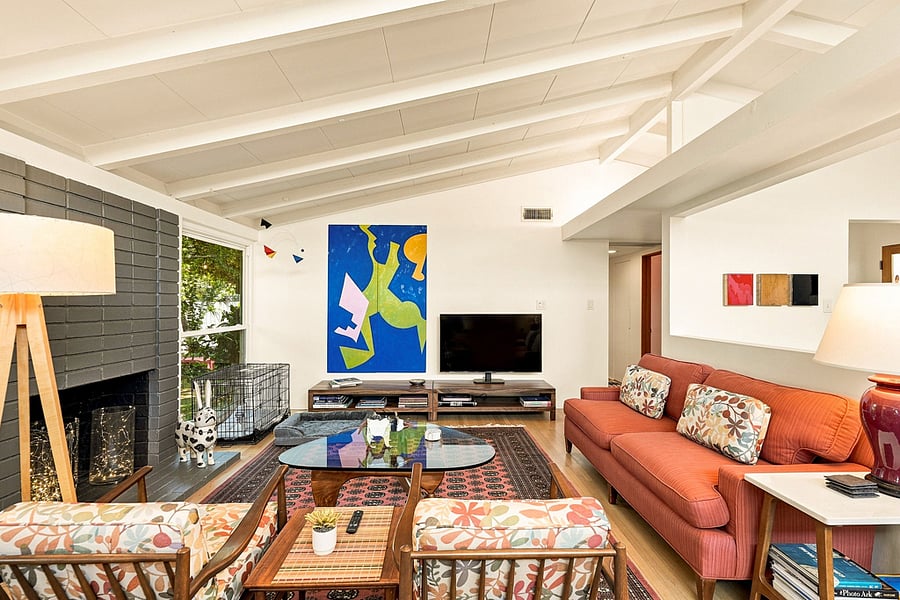 The 55" Smart TV provides streaming on all popular platforms.