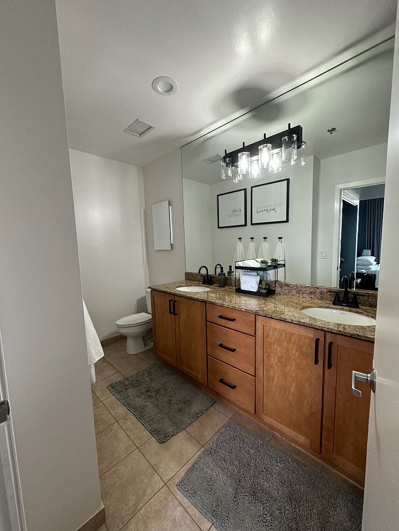 Master bath with deep tub and wide full spray shower head