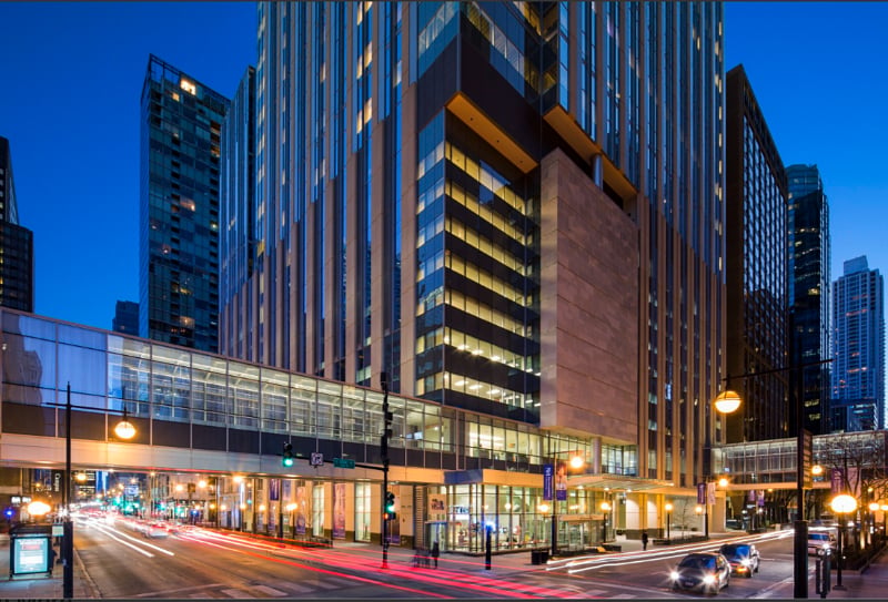 Northwestern Memorial Hospital 3.2 miles north of the condo. A 15 minute Uber ride.