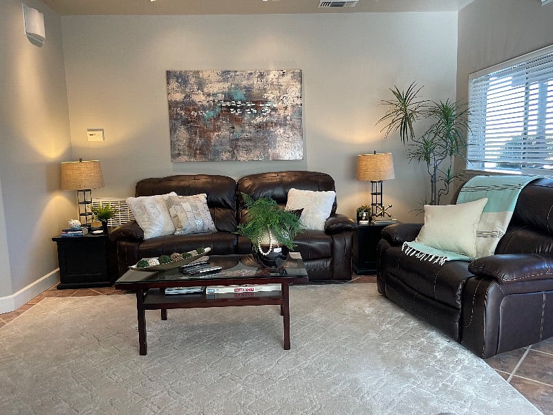 Family room with leather recliners.