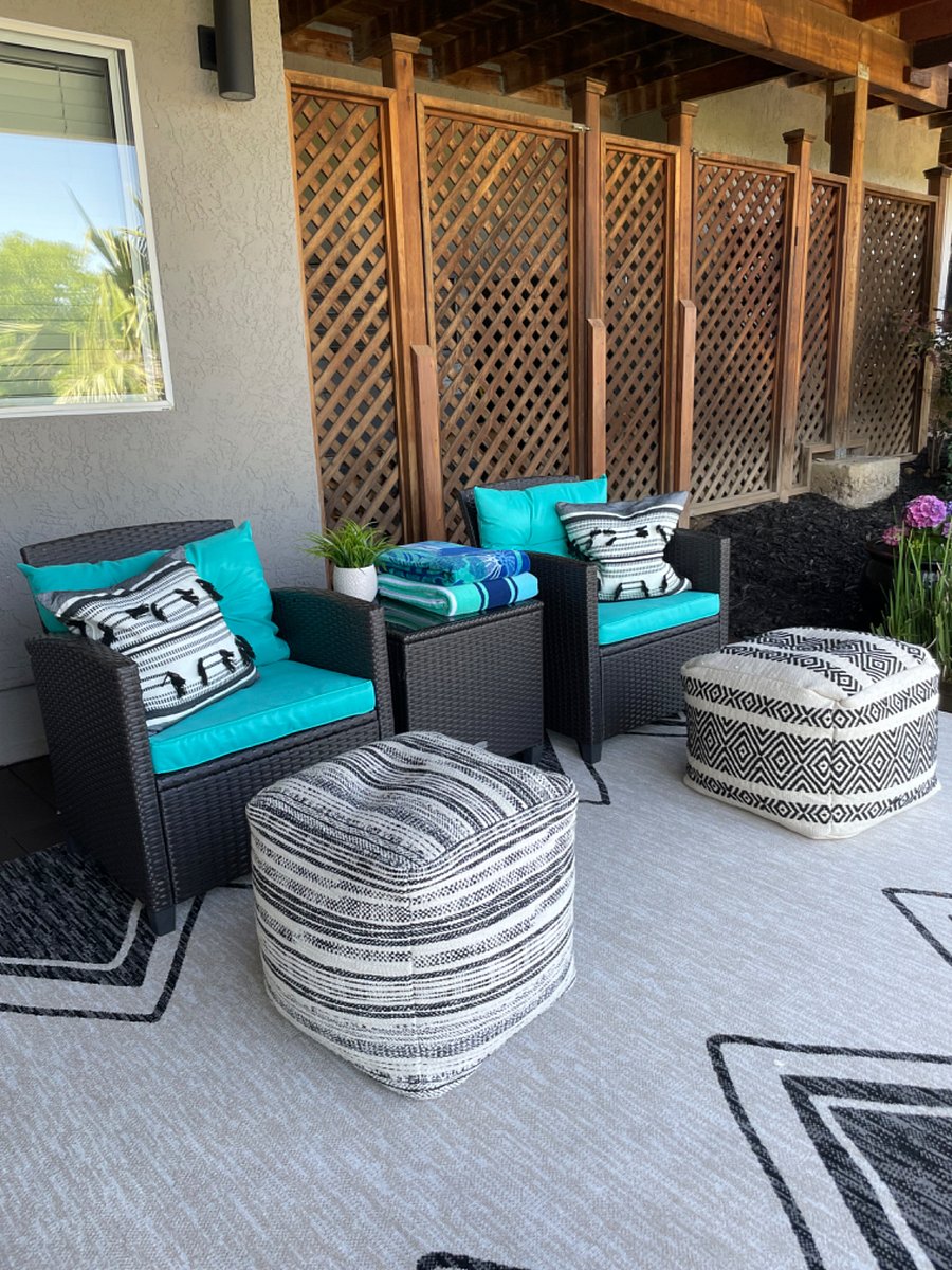 Your own sitting outdoor space looking over the sport court.