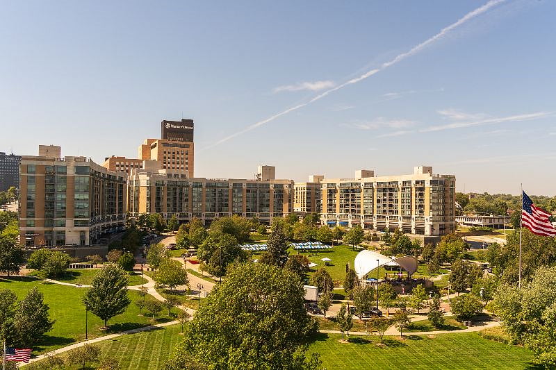 Gorgeous view of Turner park which hosts farmer's markets, summer concert series, Monday night movies, Saturday yoga, bocce ball tournaments, and so much more!