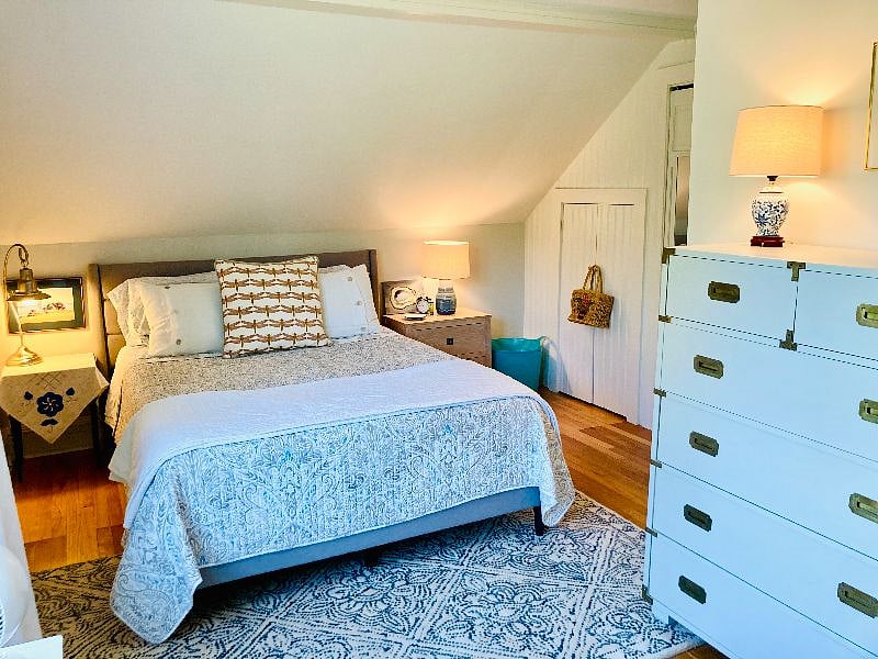 Upstairs primary bedroom with Queen bed