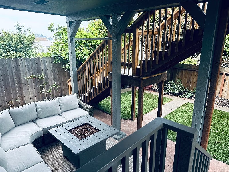 Backyard with covered patio