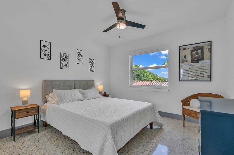 Bedroom #1 with Queen Bed. Small ironing board and clothing iron included.