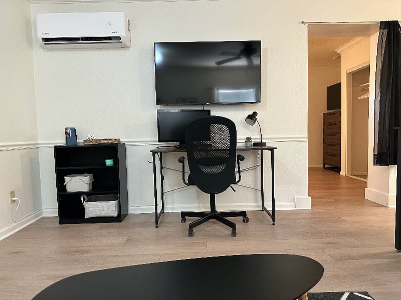 Workspace with monitor, Smart Roku TV