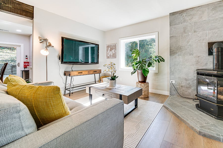 Cozy Living Room with Gas Fireplace.
