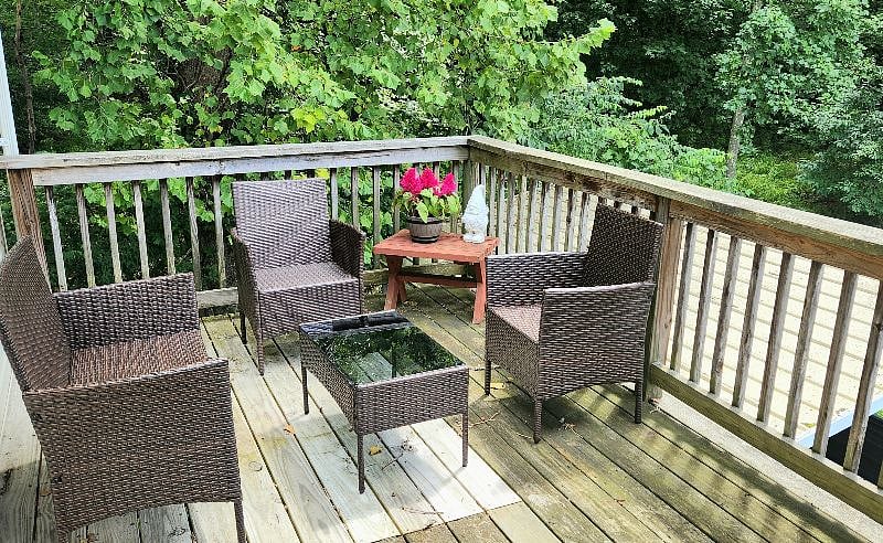 Back deck a peaceful spot for morning coffee or evening relaxation.