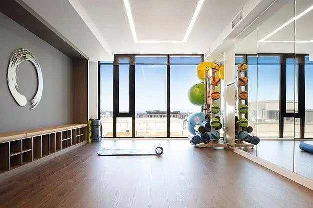 yoga/exercise room with a view