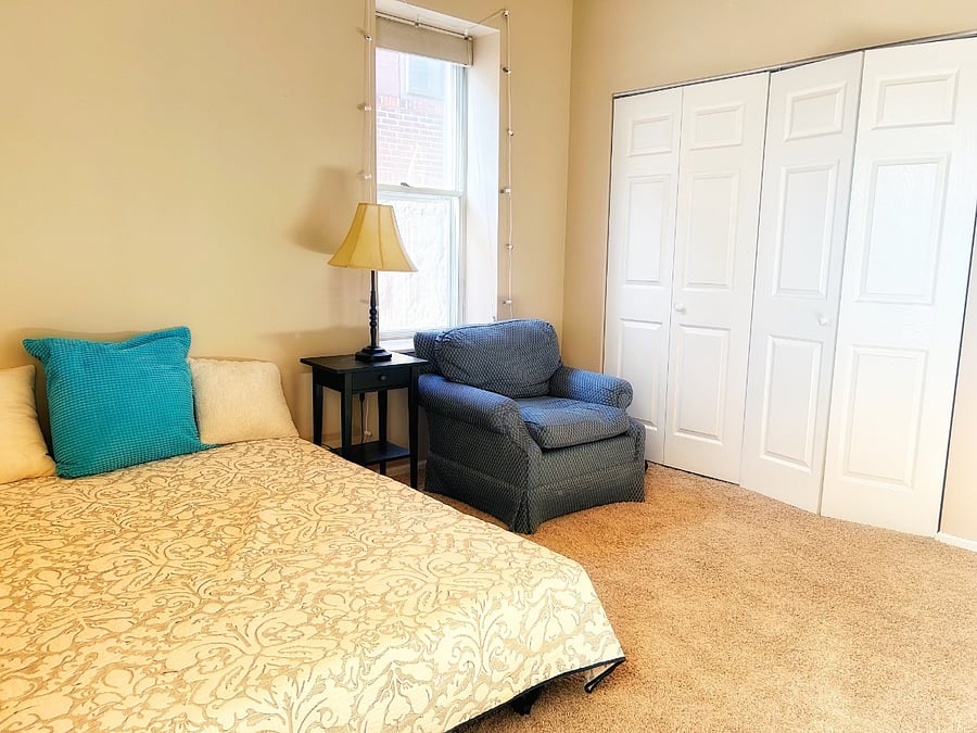 Third bedroom bed (a bit smaller than a queen but very comfortable,
and also folds into a couch).