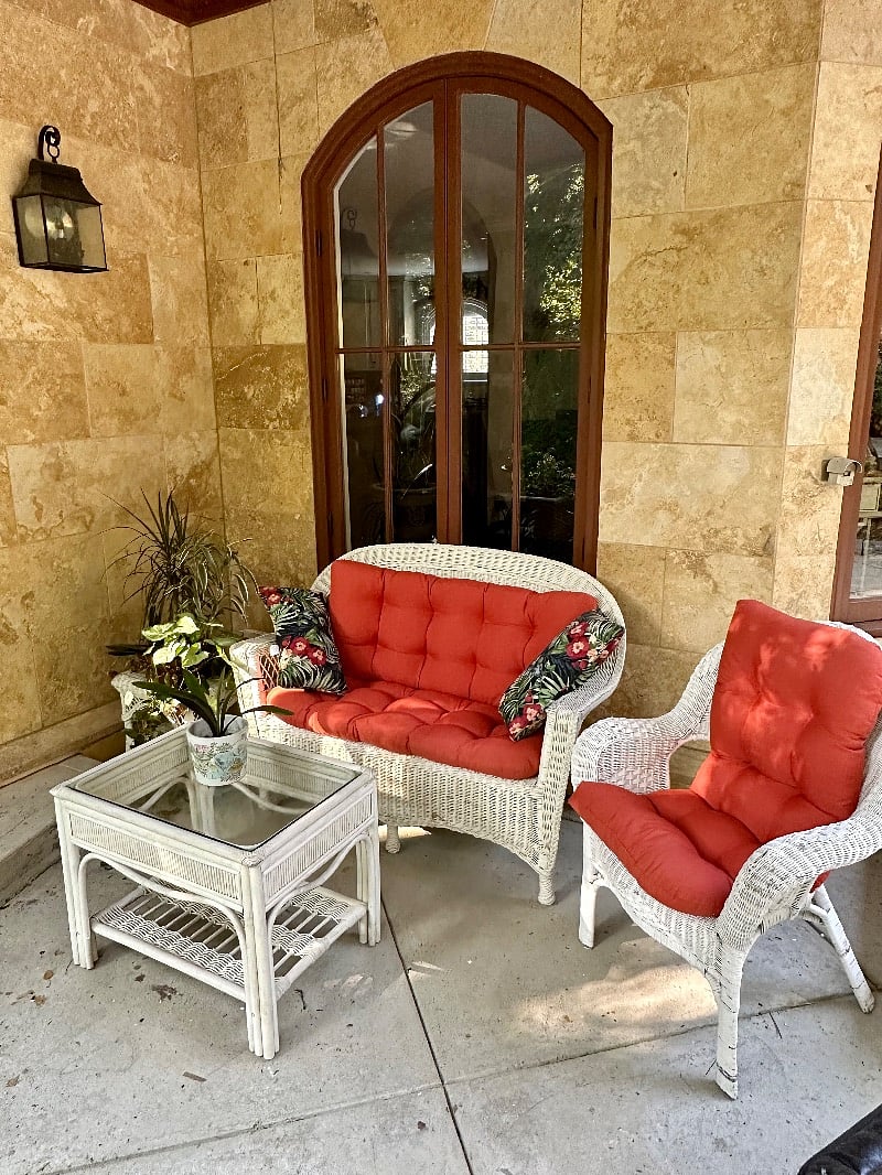 Rear patio overlooking wooded backyard is yours to share, as desired.