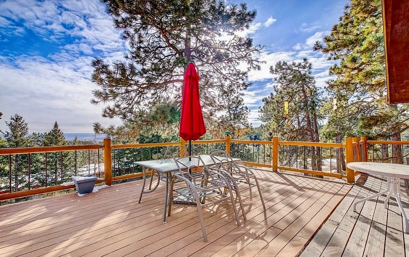 Outside dining on the deck for warmer weather and new propane fire pit.