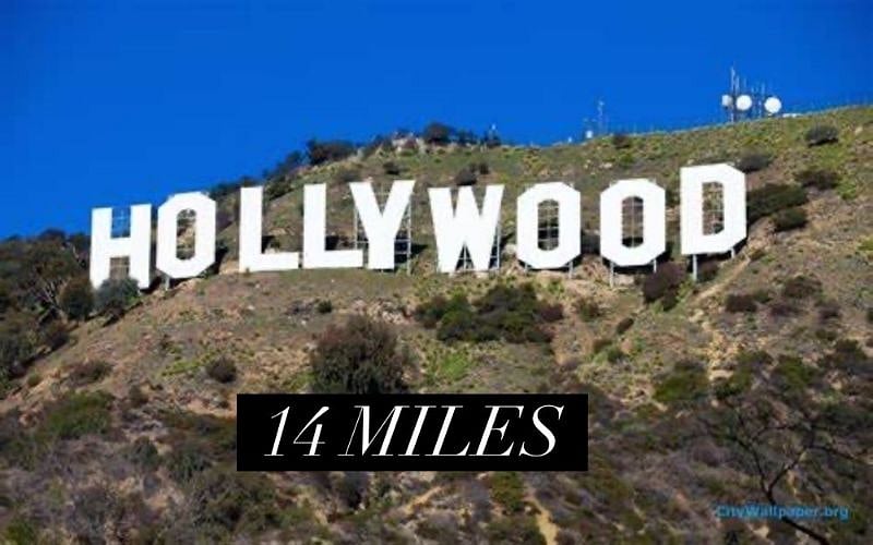 Hollywood. 14 miles on 101 Freeway.  Go on a weekday late morning and beat the traffic. 