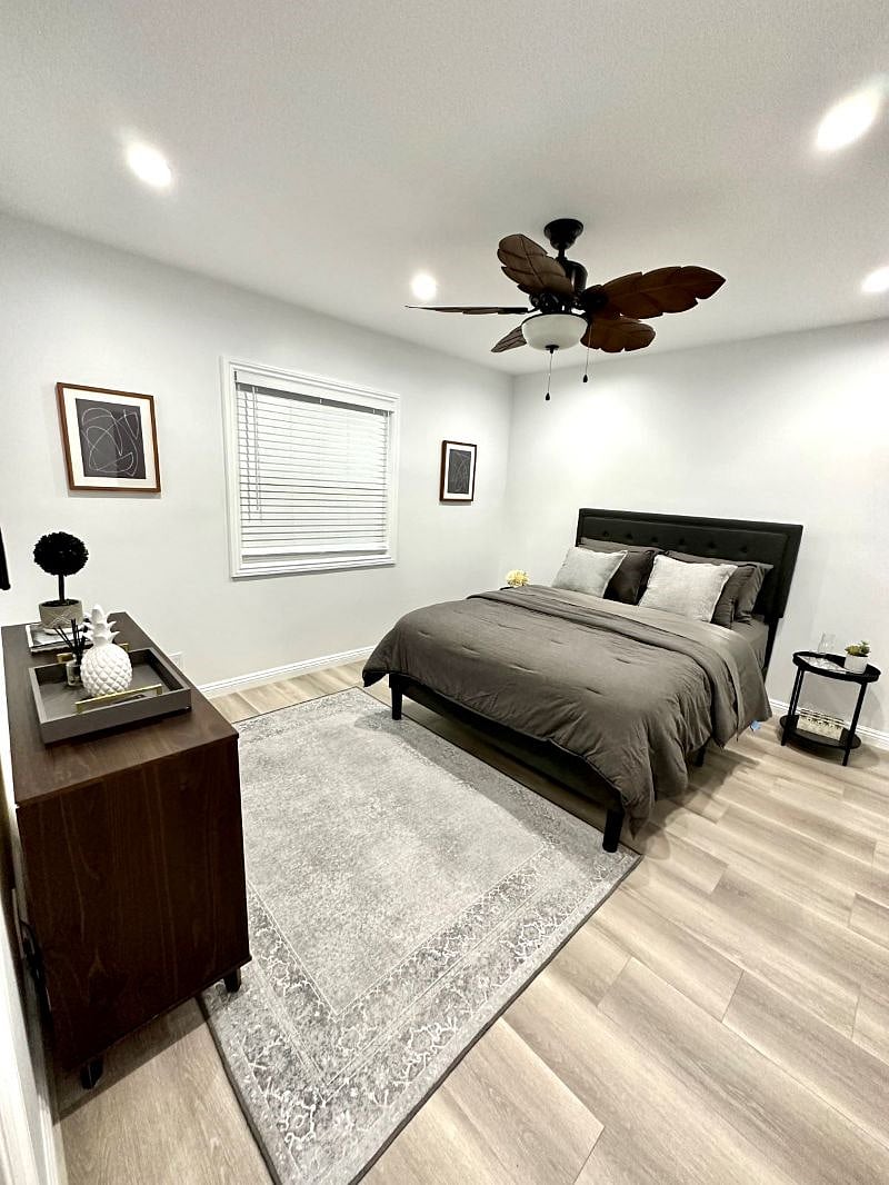 Separate bedroom area.  Queen bed, furnished. 