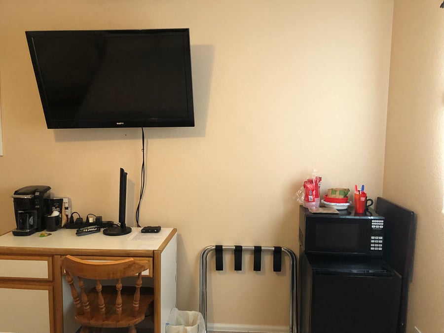 Desk, 40 TV, mini-frig and microwave 
