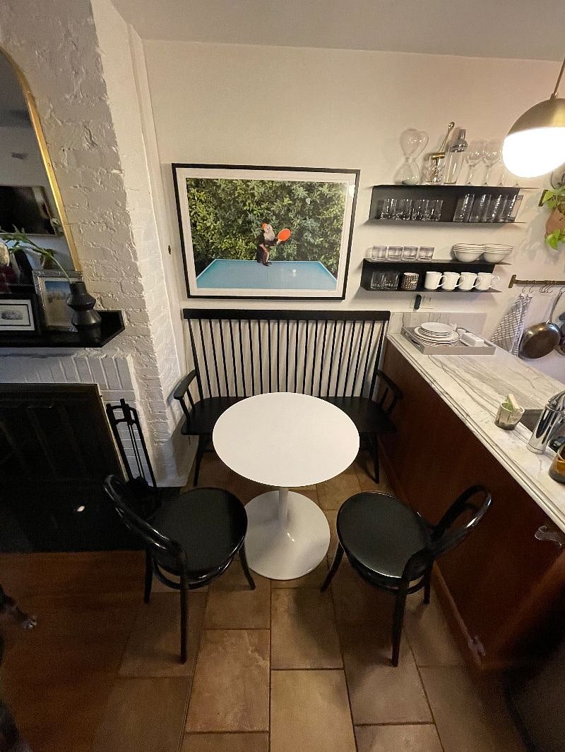 Dining area next to kitchen peninsula
