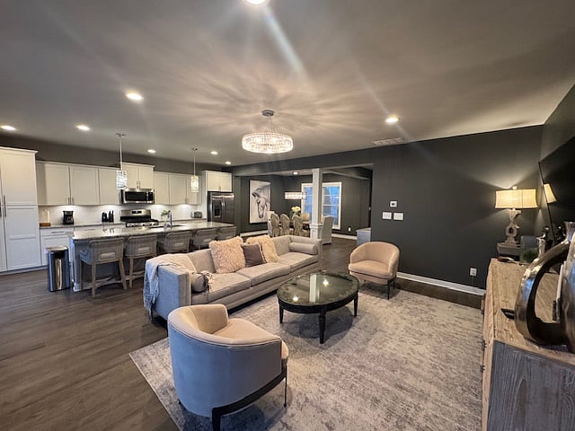 Open living/kitchen/dining area
