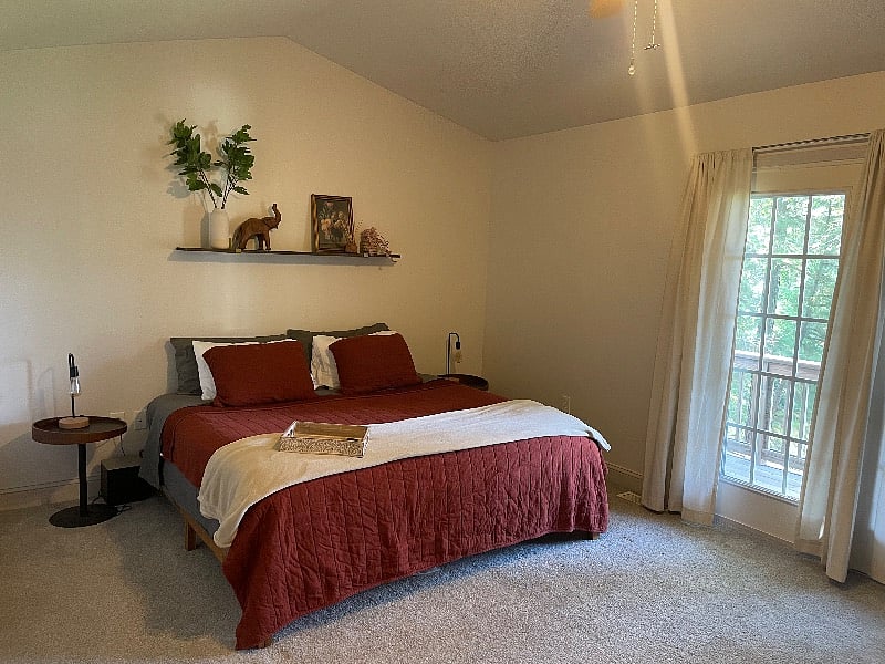 Primary bedroom, king bed. 
