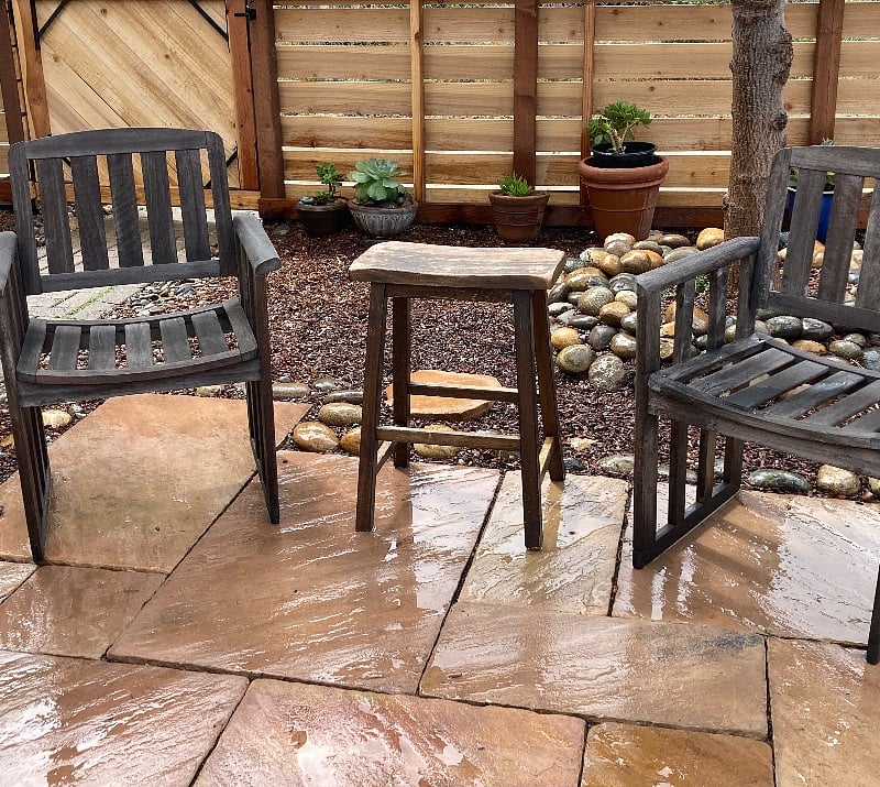 Seating under shade tree