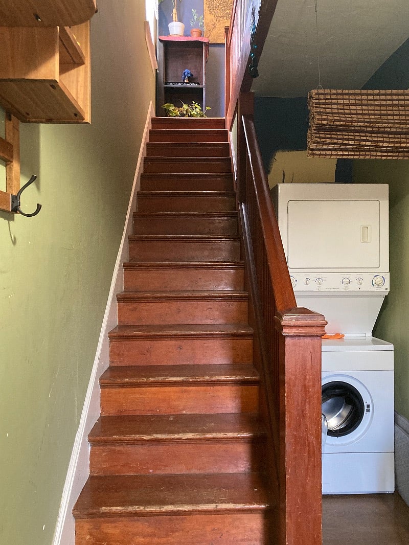 Stairs up to second floor