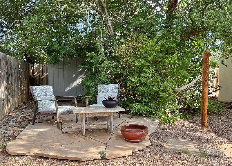 Little flagstone patio for morning coffee