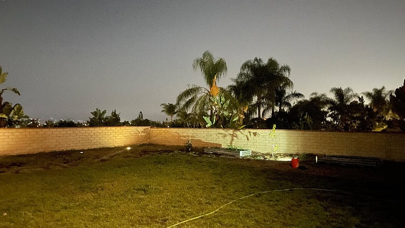 Backyard view at night