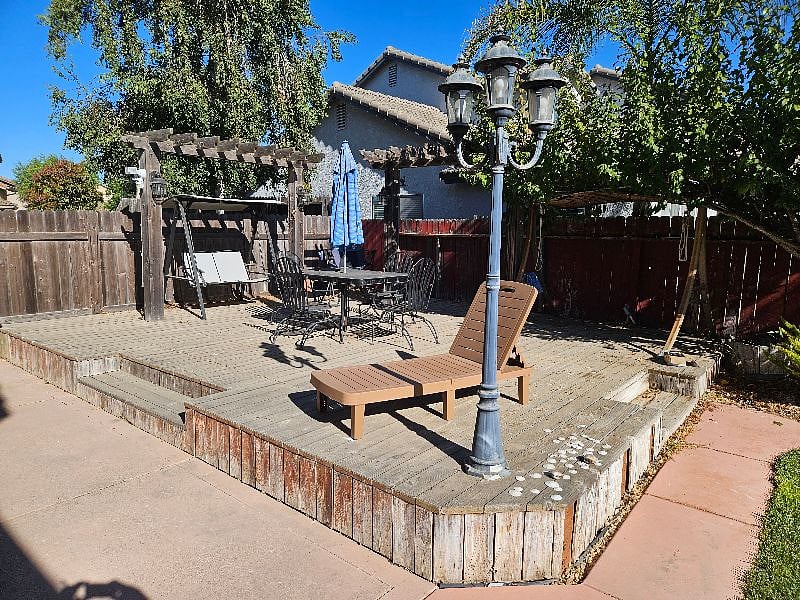 Shared deck area for relaxing and studying.