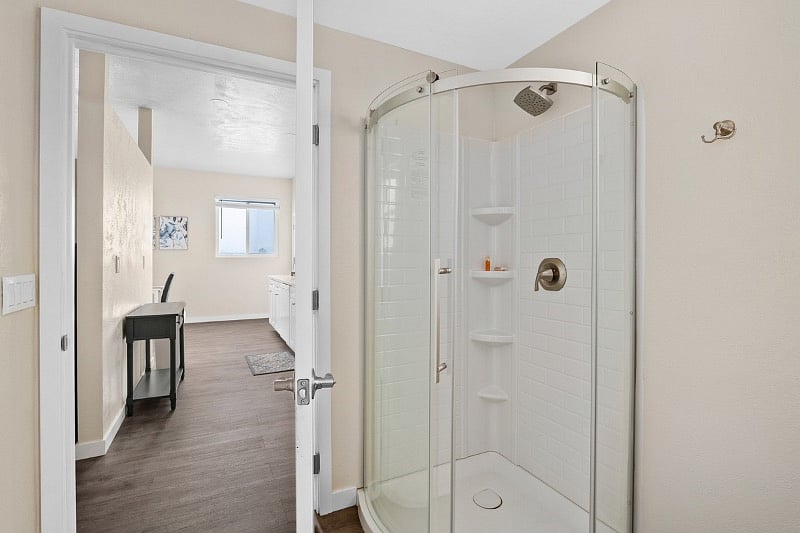 Large private bathroom and shower.