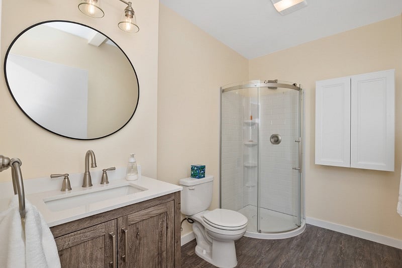 Beautiful new, large, shower and remodeled bathroom