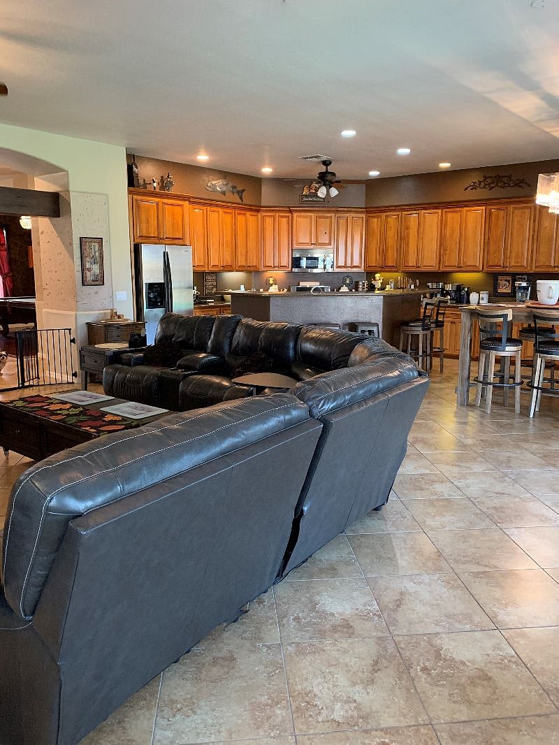 Living room, dining and kitchen