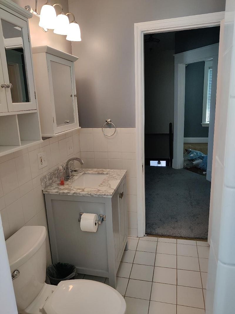 Second floor apartment bathroom.