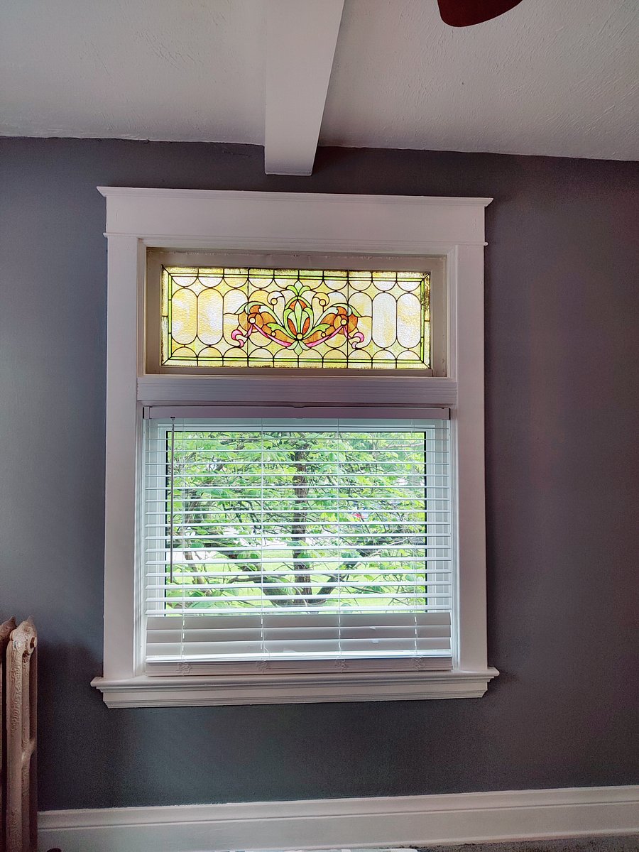 Stained glass window in front bedroom