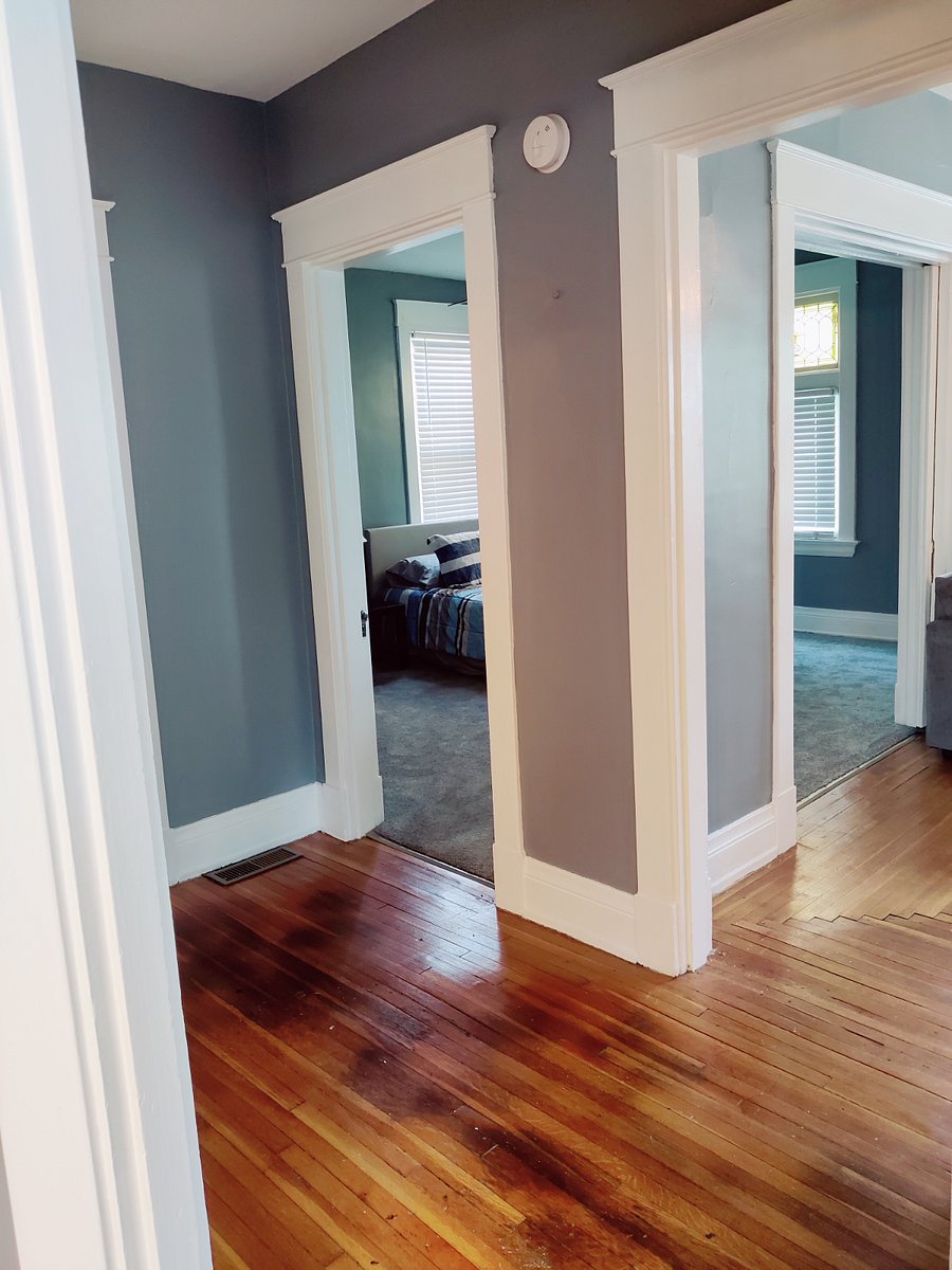 first floor apartment hallway between two bedrooms