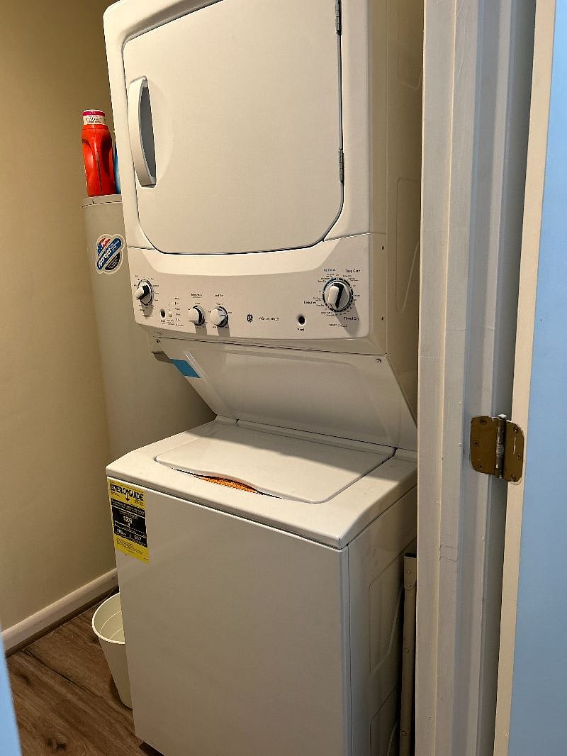Stackable wash and dryer in the bedroom closet