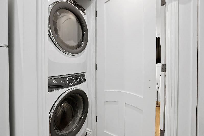 stacked Electrolux washer and dryer