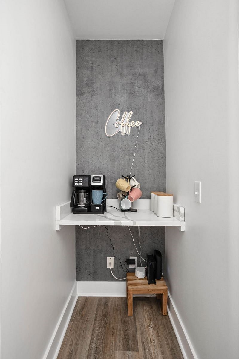 Indulge in the charm of our delightful coffee corner, crafted for your moments of coffee creation and savoring.